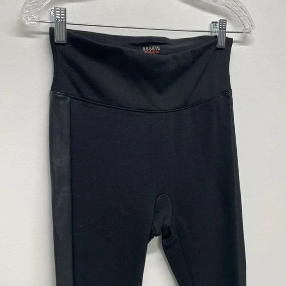 Assets by Spanx Shaping Leggings Faux Leather Racing Stripes Black Size M Medium - Picture 3 of 8